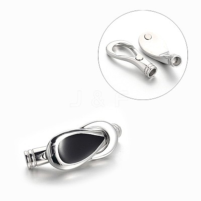304 Stainless Steel Enamel Magnetic Clasps with Glue-in Ends STAS-M196-01-1