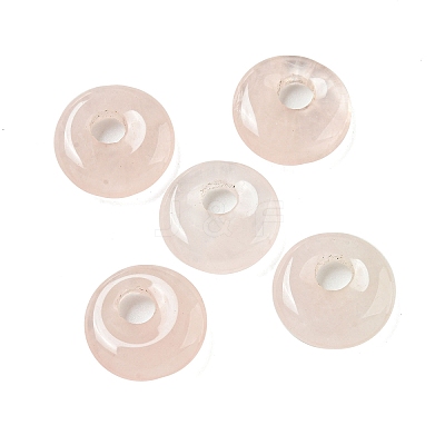 Natural Rose Quartz Donut/Pi Disc Charms G-G142-02G-1