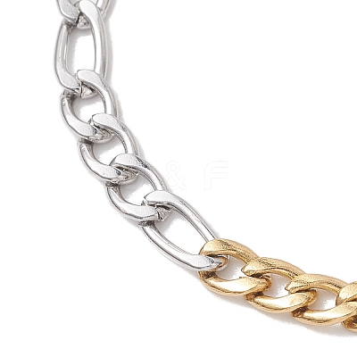 2Pcs 304 Stainless Steel Two Tone Figaro Chain Bracelets BJEW-JB13017-1