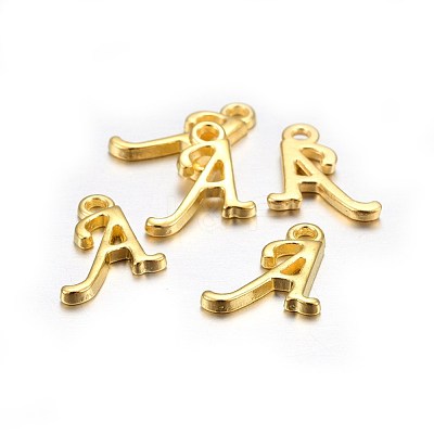Golden Plated Alloy Letter Pendants PALLOY-J718-01G-A-1