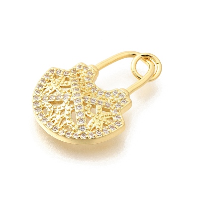 Brass Micro Pave Clear Cubic Zirconia Pendants KK-L225-043G-1