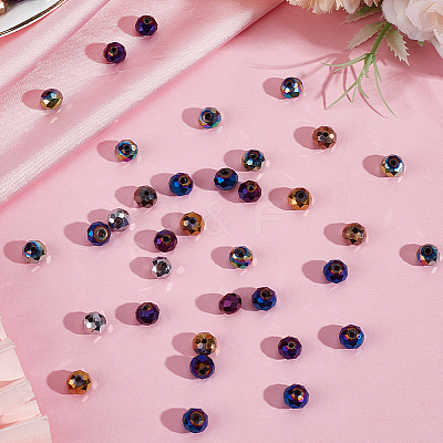 Electroplate Transparent Glass Beads Strands EGLA-LT0001-02C-1