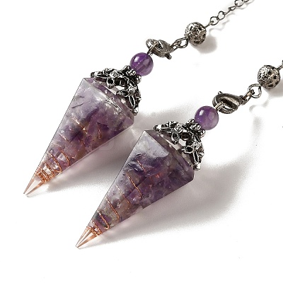 Natural Amethyst Dowsing Pendulum Big Pendants G-H285-02P-03-1