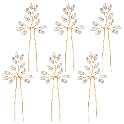 6Pcs Alloy Rhinestone Hair Sticks for Women OHAR-FG0001-08KCG-1