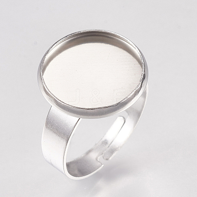 Tarnish Resistant 304 Stainless Steel Pad Ring Settings STAS-G173-19P-14mm-1