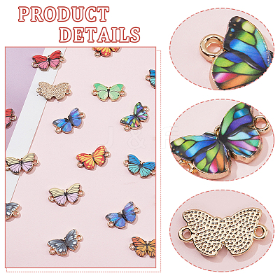 50Pcs 10 Colors Alloy Enamel Connector Charms ENAM-NB0002-01-1