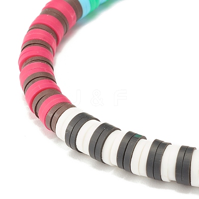 Handmade Polymer Clay Heishi Beaded Stretch Bracelet BJEW-JB07605-1