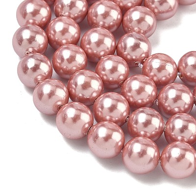 Electroplated Shell Pearl Beads Strands X-BSHE-G041-8mm-05-1