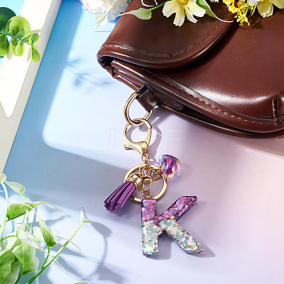 Alloy Resin Heart Keychains KEYC-TADJ0002-01G-K-1