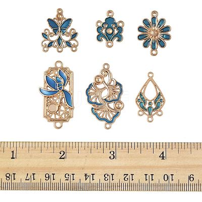 36Pcs 6 Styles Alloy Enamel Connector Charms FIND-FS0004-46C-1