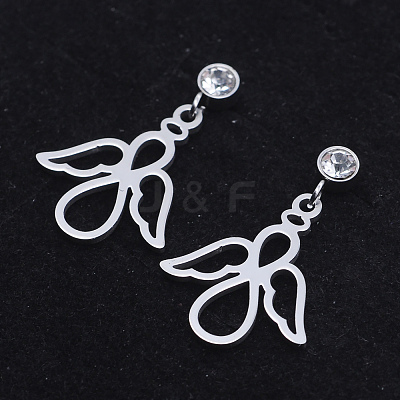 201 Stainless Steel Dangle Stud Earrings EJEW-T008-JN730-1