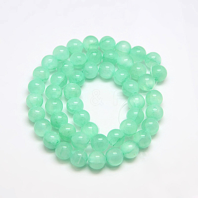 Dyed Natural Green Jade Beads Strands JBS053-8MM-27-1