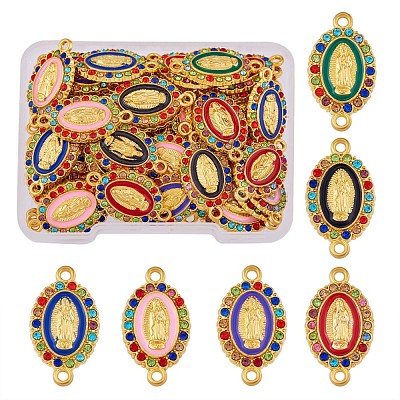 60 Pieces Virgin Mary Charm Connector Our Lady Virgin Mary Link Enamel Metal Charm Pendant JX329A-1