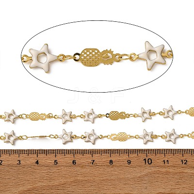 Brass Pineapple with Star Link Chains KK-D422-03G-1