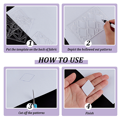 3Pcs 3 Styles Clear Acrylic Drawing Stencils AJEW-HY0001-77C-1