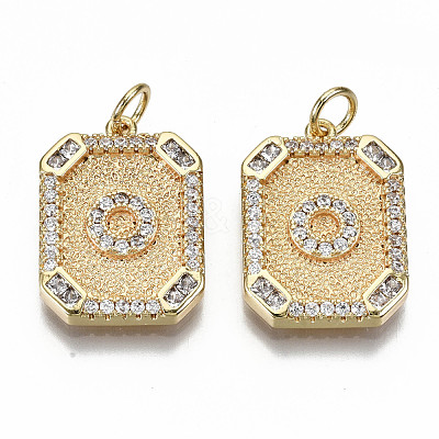 Brass Micro Pave Clear Cubic Zirconia Pendants KK-S356-234O-G-NF-1