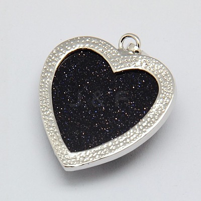 Heart Synthetic Blue Goldstone Pendants GP356-6-1