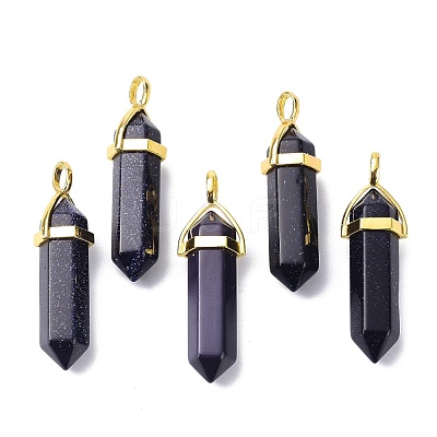 Synthetic Blue Goldstone Pointed Pendants G-G025-01G-25-1
