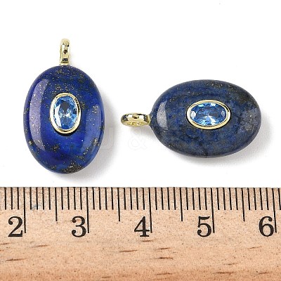 Natural Lapis Lazuli & Cubic Zirconia Pendants G-Z076-01G-21-1