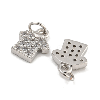 Rack Plating Brass Micro Pave Clear Cubic Zirconia Charms KK-U030-20P-1