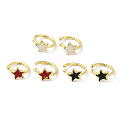 Star Enamel Cuff Earrings EJEW-G348-15G-1