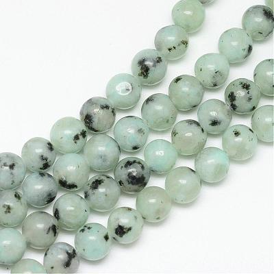 Natural Sesame Jasper/Kiwi Jasper Bead Strands G-R345-6mm-28-1