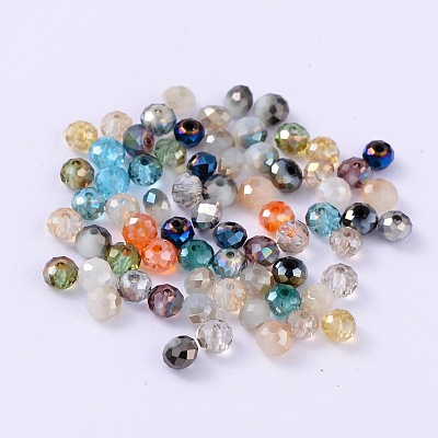 Faceted Rondelle Electroplate Glass Beads Strands EGLA-X0003-4x3mm-1