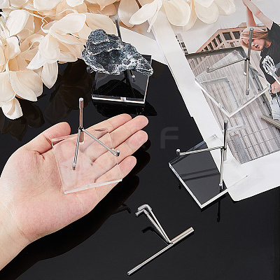 Stainless Steel Crystal Ball Display Holder with Square Clear Acrylic Bases AJEW-WH0695-152P-B-1