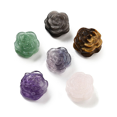 Natural Mixed Gemstone Carved Beads G-H007-01-1