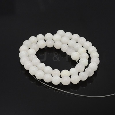 Natural Round White Jade Bead Strands G-P070-01-8mm-1