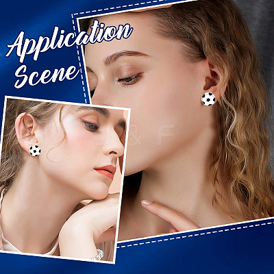 4 Pairs Sport Ball Alloy Stud Earrings for Women EJEW-BBC0001-52E-1