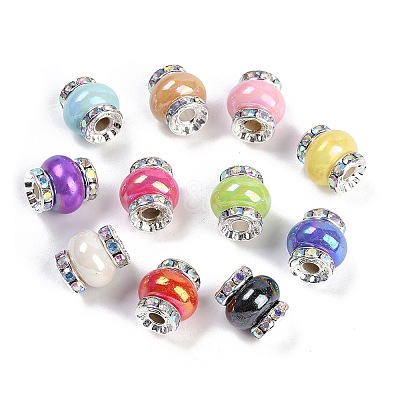 Resin Beads with Brass Rhinestone Rondelle KK-H490-05P-1