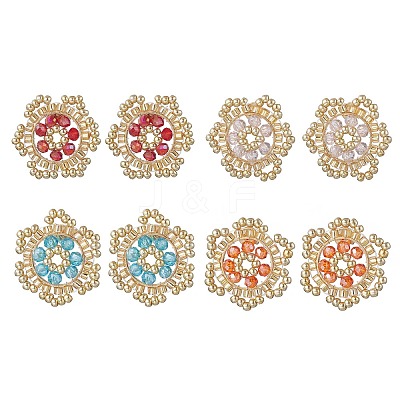 Flower Glass Seed Bead Stud Earrings EJEW-MZ00668-1