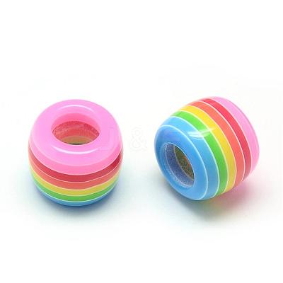 Opaque Stripe Resin European Beads RESI-S344-02-1