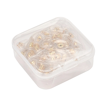 50Pairs Brass Bullet Clutch Bullet Clutch Earring Backs with Pad KK-YW0001-02G-1