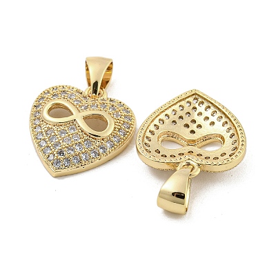 Brass Micro Pave Clear Cubic Zirconia Pendants ZIRC-P113-07E-G-1
