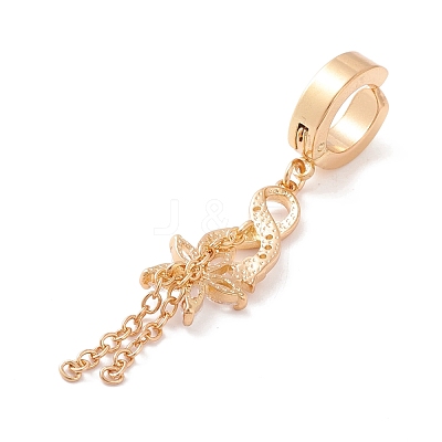 Infinity and Flower Cubic Zirconia Charm Belly Ring AJEW-F057-08G-1