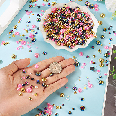 Half Round ABS Plastic Cabochons FIND-TAC0038-08C-1