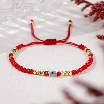 Bohemian Glass & Brass Beads Braided Bead Bracelets for Women BJ5189-3-1