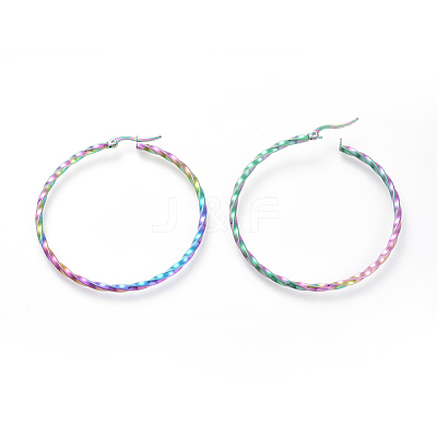 Electroplated 304 Stainless Steel Big Hoop Earrings EJEW-G258-02B-1