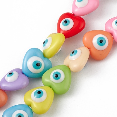 Evil Eye Resin Beads Strands RESI-F040-01J-1