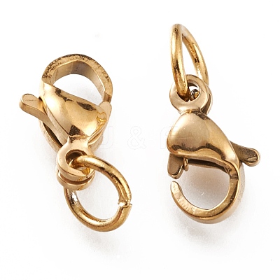 Ion Plating(IP) 304 Stainless Steel Lobster Claw Clasps X-STAS-G240-01A-G-1
