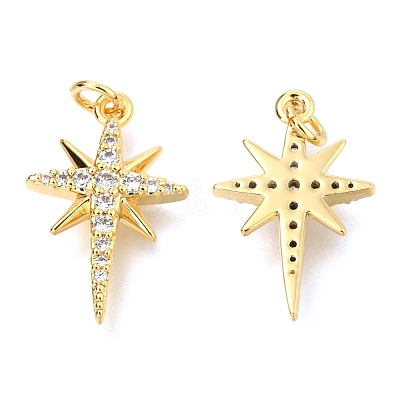 Brass Micro Pave Clear Cubic Zirconia Pendants ZIRC-O036-38G-1