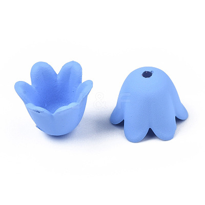 Rubberized Style Opaque Acrylic Bead Caps ACRP-T010-01A-1