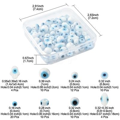 80Pcs 8 Styles Handmade Lampwork Evil Eye Beads LAMP-FS0001-38A-1