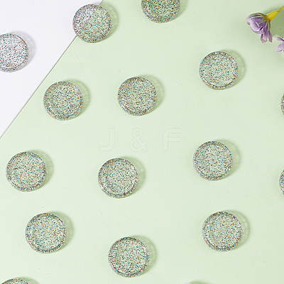 50Pcs Flat Round Glitter Powder Transparent Acrylic Loose Leaf Ring Round Binder Discs DIY-CP0012-15-1