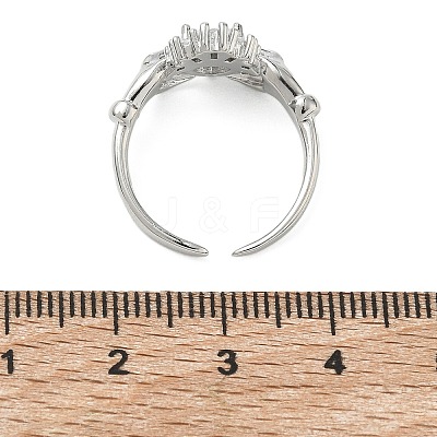 Brass Micro Pave Cubic Zirconia Cuff Open Rings RJEW-C163-04P-1