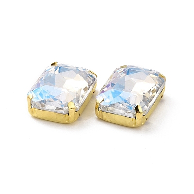 Rectangle Octagon Shape Sew on Glass Rhinestone X1-DIY-E062-01G-04-1