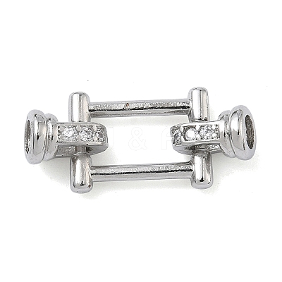 Rectangle Brass Micro Pave Clear Cubic Zirconia Fold Over Clasps KK-Z143-19P-1