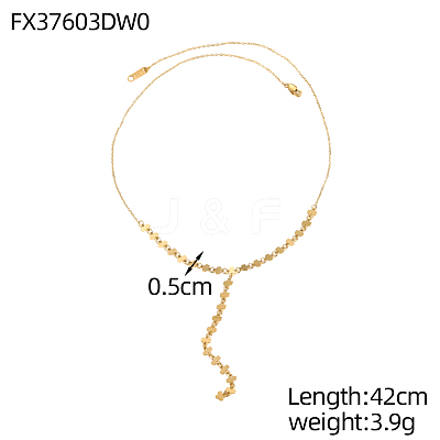 Rectangle 304 Stainless Steel Y-shaped Necklaces for Women STAS-OY013-89G-1